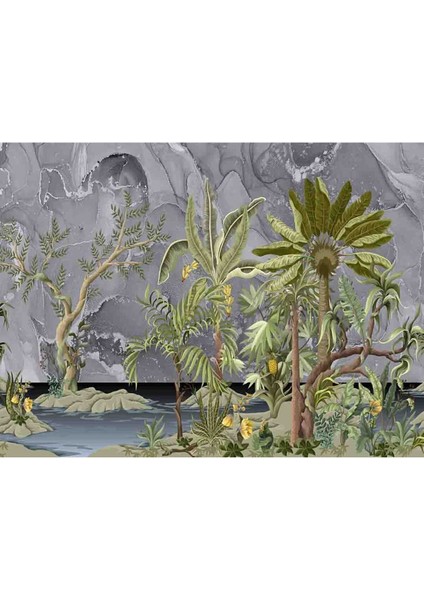 Tropik Desenli Isı ve Ses Yalıtımlı Sağlıklı Tekstil Duvar Kağıdı fiyatları