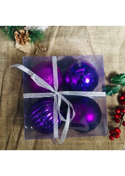 10 cm 4'lü Yılbaşı Ağacı Top Süs