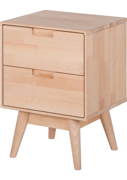 Nordic Doğal Ahşap Komodin Çift Çekmeceli
