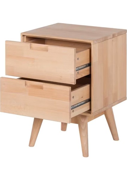 Nordic Doğal Ahşap Komodin Çift Çekmeceli modelleri