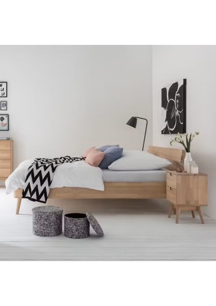 Nordic Doğal Ahşap Komodin Çift Çekmeceli indirimleri