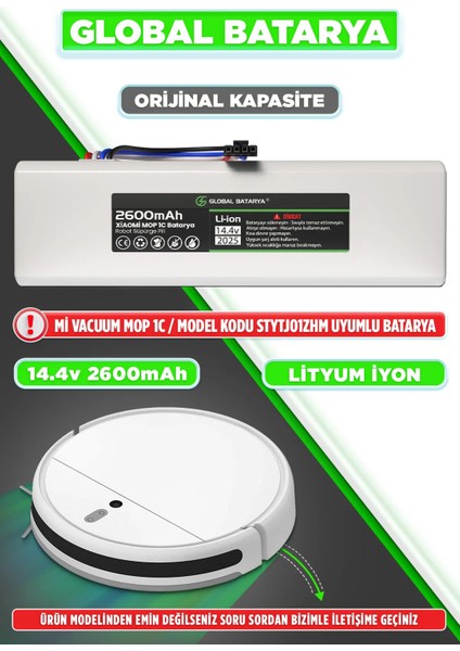 Xiaomi Mi Vacuum Mop 1c 2in1 Akıllı Robot Süpürge Bataryası 14.4V 2600MAH Pil