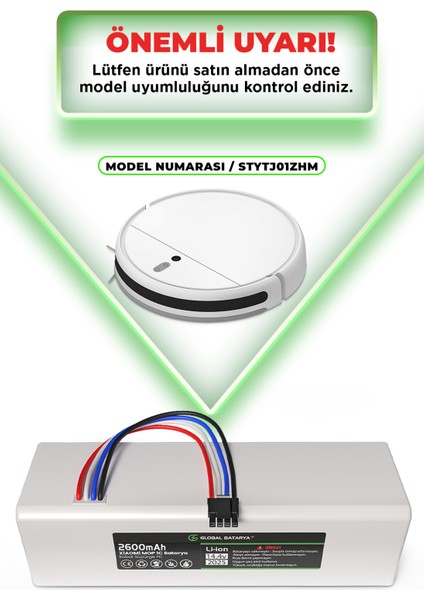 Xiaomi Mi Vacuum Mop 1c 2in1 Akıllı Robot Süpürge Bataryası 14.4V 2600MAH Pil indirimleri