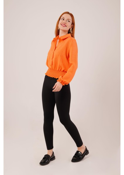 Bel ve Bilek Lastikli Turuncu Bluz fiyatları