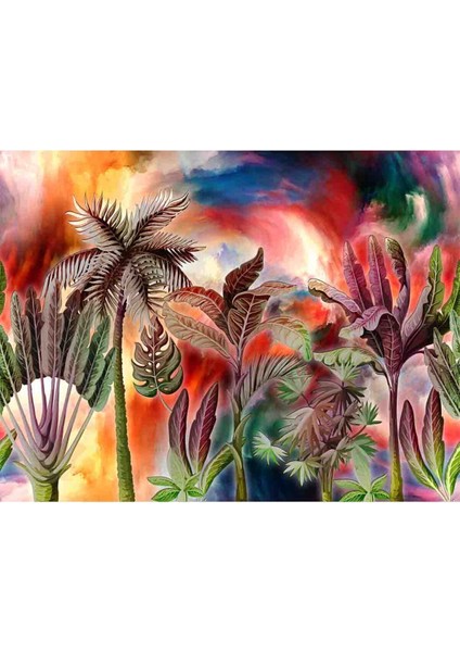 Tropik Ağaçlar Desenli Silinebilir Sağlıklı Tekstil Duvar Kağıdı fiyatları