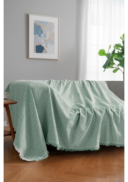 Pamuklu Dokulu Koltuk Şalı 170X220 cm – Saçaklı Tv Battaniyesi & Dekoratif Koltuk Örtüsü