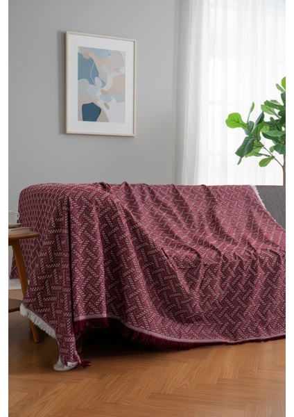 Pamuklu Dokulu Koltuk Şalı 170X220 cm – Saçaklı Tv Battaniyesi & Dekoratif Koltuk Örtüsü