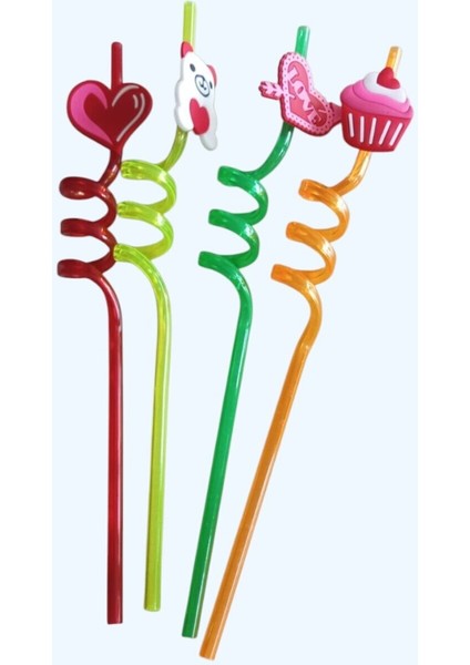 4’lü Figürlü Pipet Seti – Renkli ve Eğlenceli Sunumlar Için