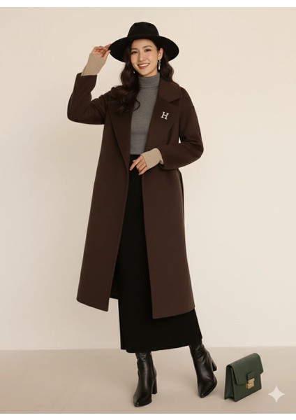 Kadın Siyah Kaşe Uzun Kaban Maksi Boy Palto Geniş Yakalı Düz ​​kesim Kışlık fiyatları