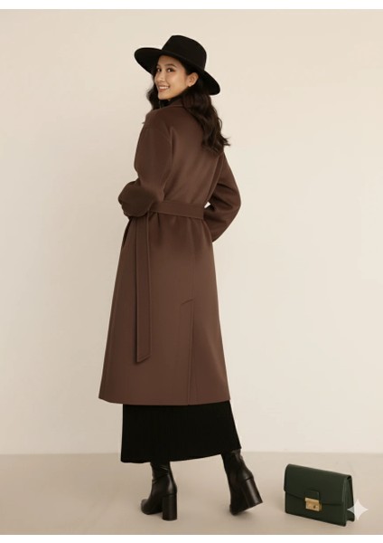 Kadın Siyah Kaşe Uzun Kaban Maksi Boy Palto Geniş Yakalı Düz ​​kesim Kışlık fırsatları