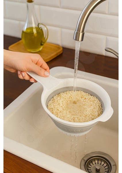 Yer Kaplamaz Katlanabilir Saplı Süzgeç - Akordiyon - Katlanır Süzgeç - Pirinç Meyve Yıkama Süzgeci fiyatları