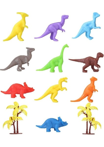 683 Toy Play 12 Parça Renkli Mini Dinozor Figür Seti 4-6 cm