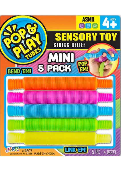 Pop & Play Tubes Duyusal Stres Oyuncağı Mini 5'li modelleri