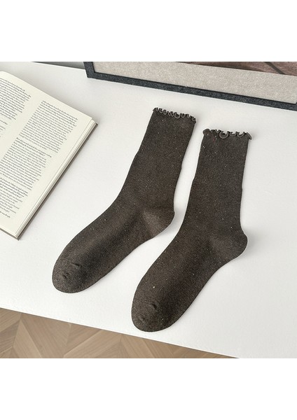 Çok Uyumlu Kulaklı Dantelli Kısa Çorap (Yurt Dışından)
