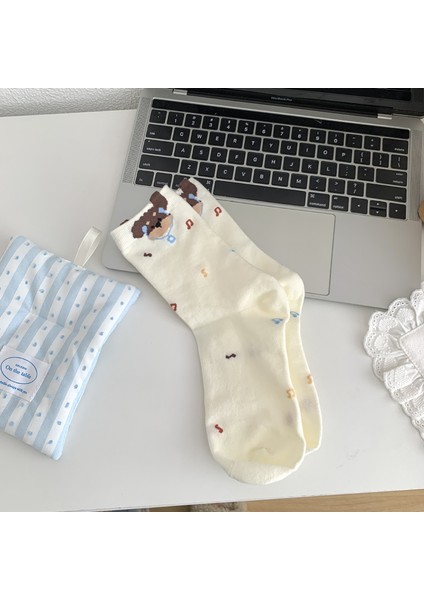 3D Kulaklı Ayıcık Orta Boy Pamuklu Çorap (Yurt Dışından) modelleri