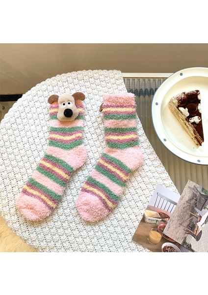 Kalın Düz Yünlü Orta Boy Çorap (Yurt Dışından)