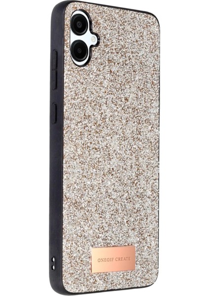 Techmrt Onegif Samsung Galaxy A06 Bright Simli Kapak - Gold