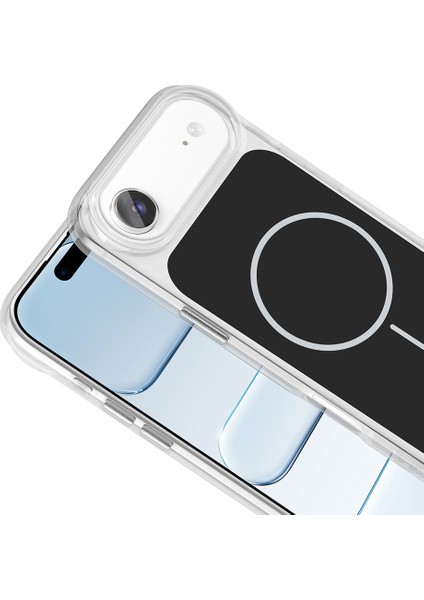 Apple iPhone 17 Air Kılıf M-Safe Şarj Özellikli Metal Buton Tasarımlı Zore Ikonik Sert Silikon Kapak + Hayalet Ekran Koruyucu modelleri