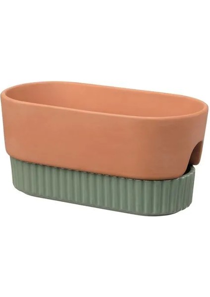 Daksjus Sulama Düzenekli Saksı Terakotta Yeşil 27 x 13 cm