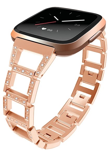 Fitbit Versa Metal Diamond Işlemeli Akıllı Saat Kayış KORDON-(5775) - M121K790-R00121