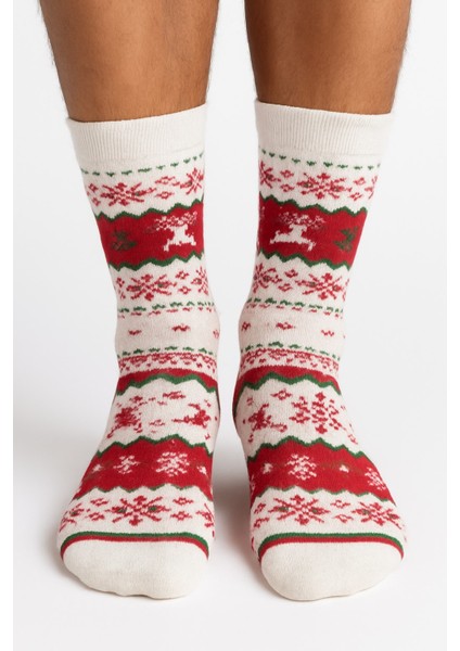 Erkek Yılbaşı Soket Çorap – Pamuklu, Desenli, Sıcak Tutan Noel Temalı 40-45 Numara