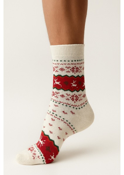 Erkek Yılbaşı Soket Çorap – Pamuklu, Desenli, Sıcak Tutan Noel Temalı 40-45 Numara fiyatları