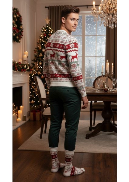 Erkek Yılbaşı Soket Çorap – Pamuklu, Desenli, Sıcak Tutan Noel Temalı 40-45 Numara indirimleri