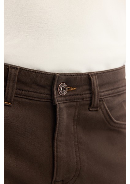 Erkek Kahverengi Eskitme Yıkamalı Esnek Berlin Slim Fit Jean Pantolon A42Y3532