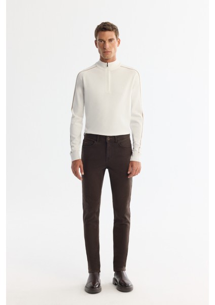 Erkek Kahverengi Eskitme Yıkamalı Esnek Berlin Slim Fit Jean Pantolon A42Y3532