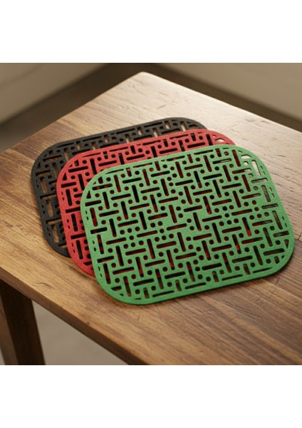 2 Adet Dikdörtgen Keçe Amerikan Servis 33X44-DESENLI Amerikan Servis