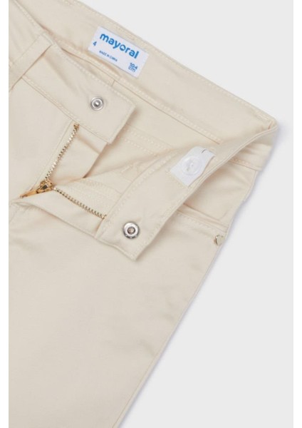 Kız Çocuk 3-9 Yaş Pamuk Saten Skinny Fit Pantolon 3533 Bej modelleri