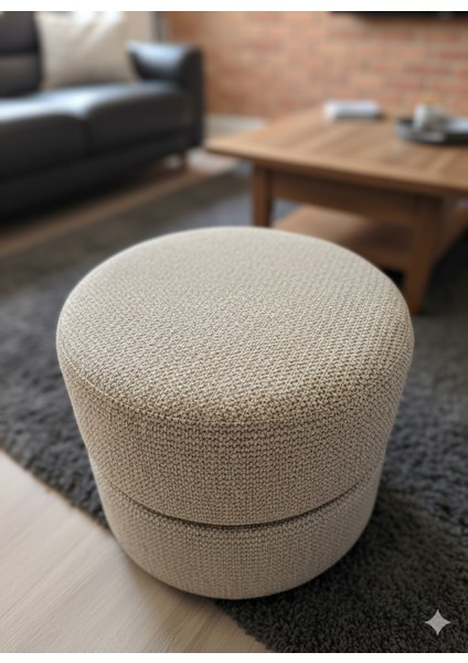 Modern Örgü Dokulu Lüks Yuvarlak Puf Tabure | Salon Oturma Odası Dekoratif Ayak Uzatma Taburesi fırsatları