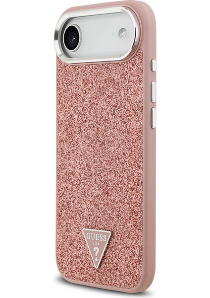 iPhone 17 Air Uyumlu Kılıf Guess Lisanslı M-Safeli Metal Kamera Çerçeveli Üçgen Logolu Glitter Pembe fiyatları