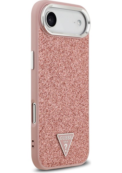 iPhone 17 Air Uyumlu Kılıf Guess Lisanslı M-Safeli Metal Kamera Çerçeveli Üçgen Logolu Glitter Pembe fırsatları