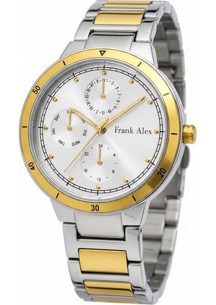 Kadın Kol Saati Altın ve Gümüş Renk, Gümüş Kadran - Şık Metal Kordon, 2 Yıl Garantili