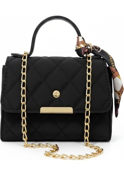 Siyah Kadın Çanta Zincir Askılı Küçük Boy
