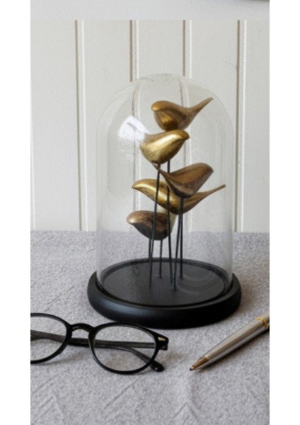 Kuş Ailesi Cam Fanus Heykel modelleri