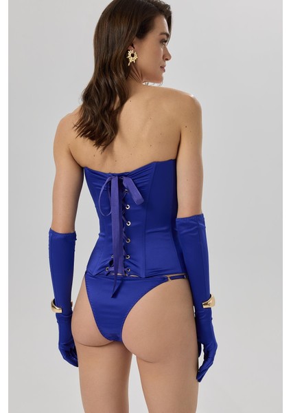 Addria Saks Mavisi Saten Korse indirimleri