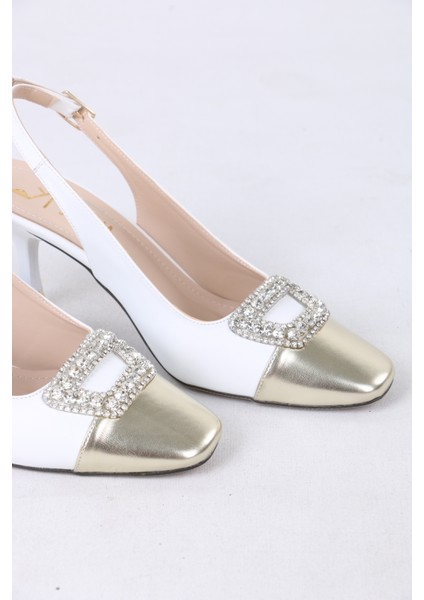 Taş Tokalı Slingback Ince Topuklu Abiye Kadın Ayakkabı fırsatları