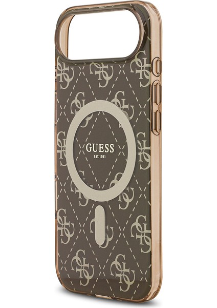 iPhone 17 Air Uyumlu Kılıf Guess Lisanslı M-Safeli Iml Baskılı Klasik Logolu 4g Desenli Kahverengi