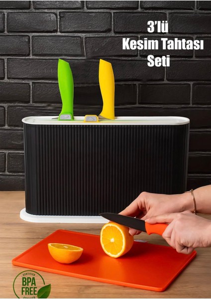 Standlı Bıçaklı 3lü Kesim Tahtası modelleri