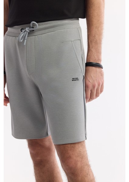 Erkek Gri Beli Lastikli Bağcıklı Soft Touch Örme Regular Fit Şort A51Y3602