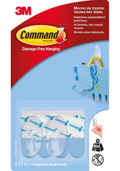 2 Adet 17092CLR-CEE Command Küçük Boy Şeffaf Askı fiyatları