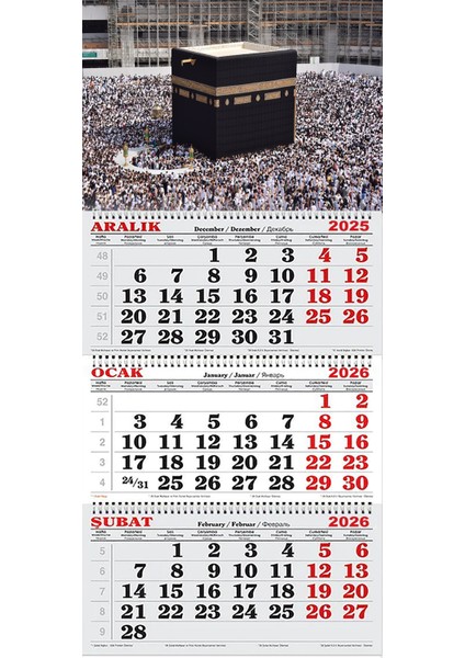 2026 Yılı Gemici Takvimi-Kâbe ve Hacılar