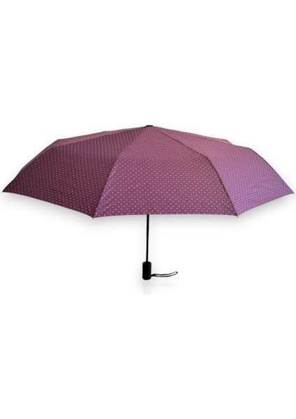 Mor Puantiyeli Tam Otomatik 8 Telli Kısa Şemsiye