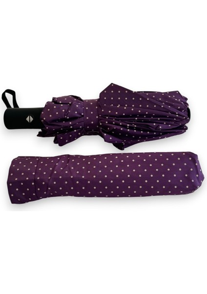 Mor Puantiyeli Tam Otomatik 8 Telli Kısa Şemsiye modelleri