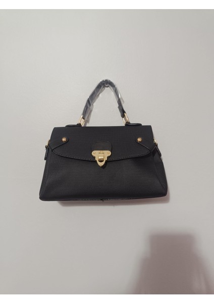 Siyah Altın Rengi Detaylı Kadın El ve Omuz çantası