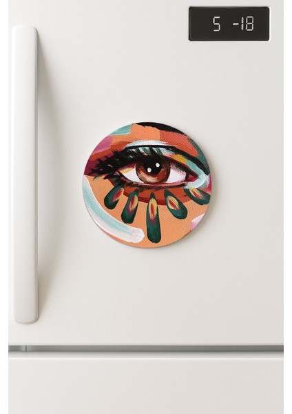 Desenli Temalı Yuvarlak Buzdolabı Magnet – 10X10 cm Artdeco