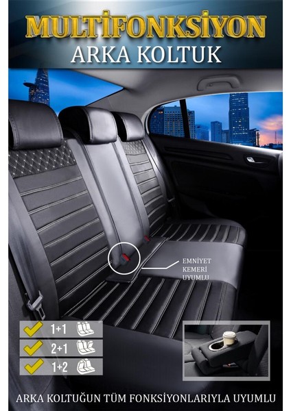 Fiat Punto Deri Oto Koltuk Kılıfı Ön Arka Set Plus Serisi Siyah Beyaz Scr fiyatları