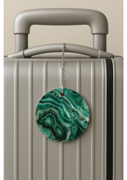 Pleksi Zincirli Bavul Etiketi Seyahat Tatil Için Tasarım Valiz Etiketi Bangkok Mermer